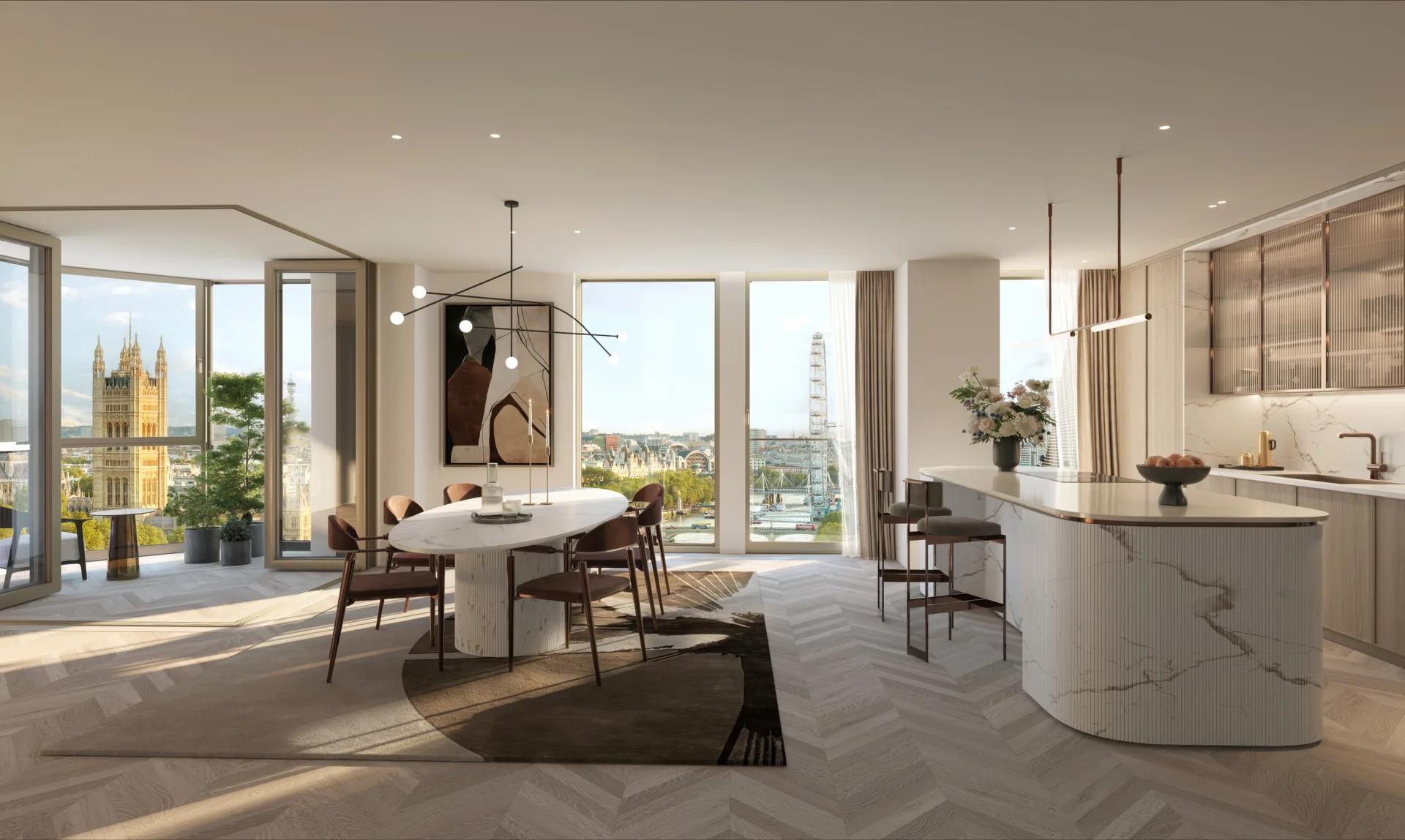 Westminster Haus, living dining parliament view