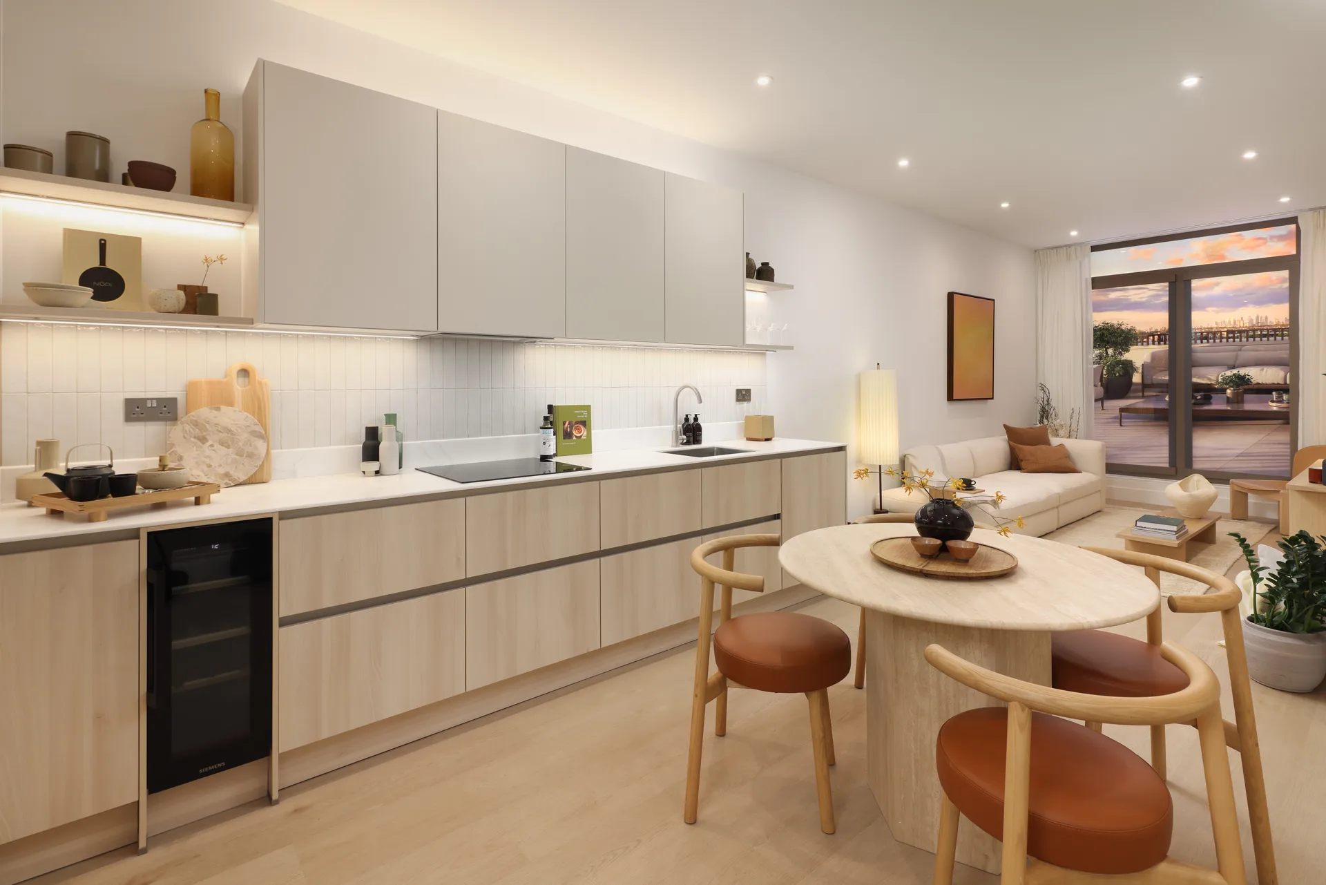 Wimbledon Bridge House, show home kitchen